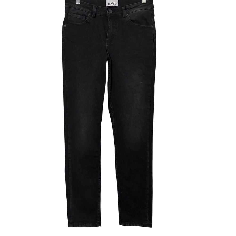 DU/ER Black Fireside Girlfriend Fleece Lined Boyfriend Straight Jeans Womens 27